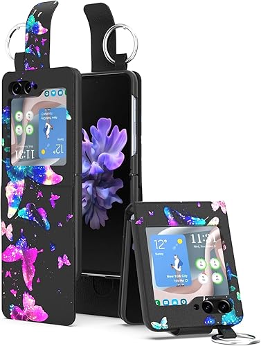 Funda para Samsung Galaxy Z Flip 5 2023, Z Flip 5, funda tipo cartera con tapa y ranuras para tarjetas, anillo para Galaxy Z Flip 5, funda de cuero