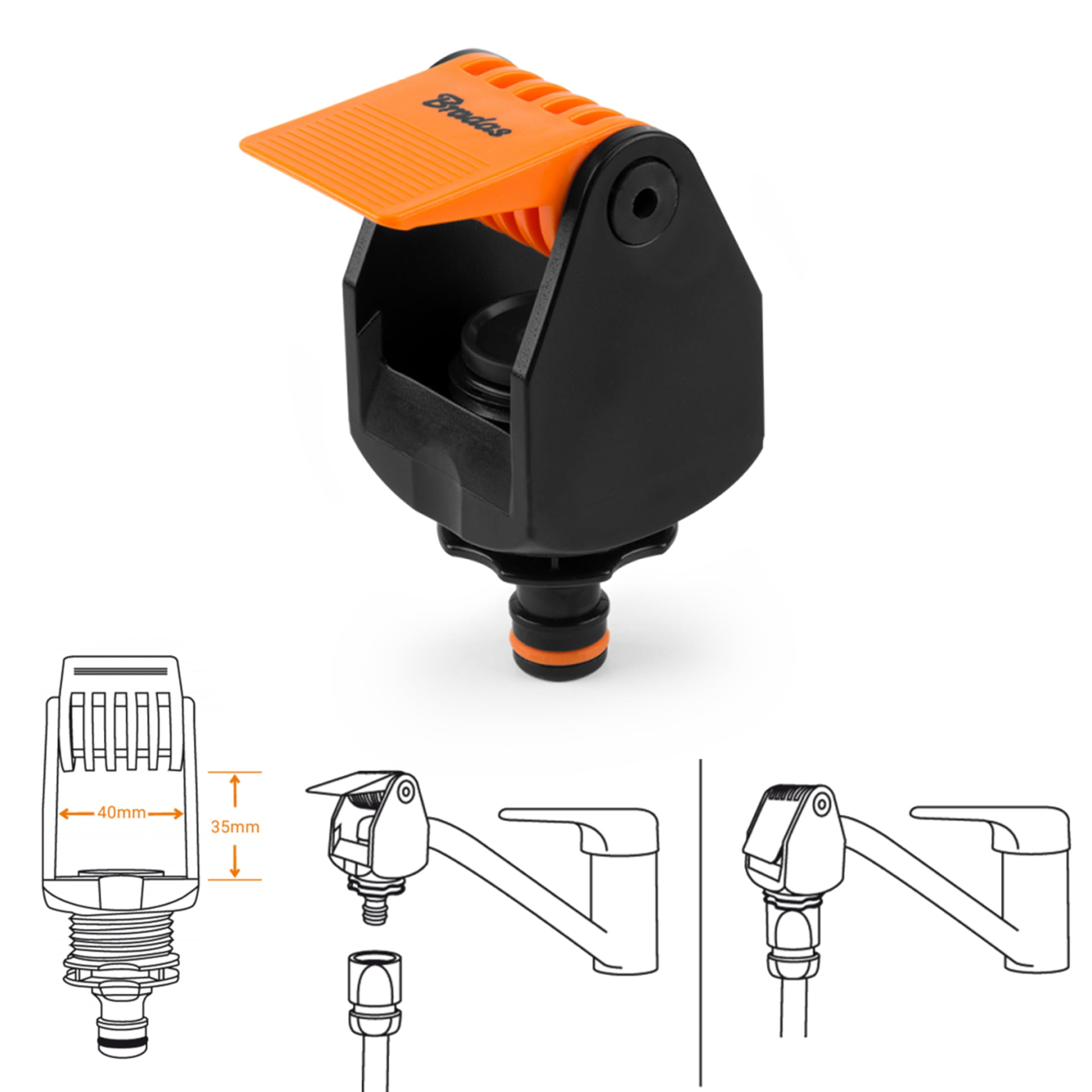Cost Wise Extra wide kitchen tap connector/adaptor for mixer or single taps with a downward facing spout
