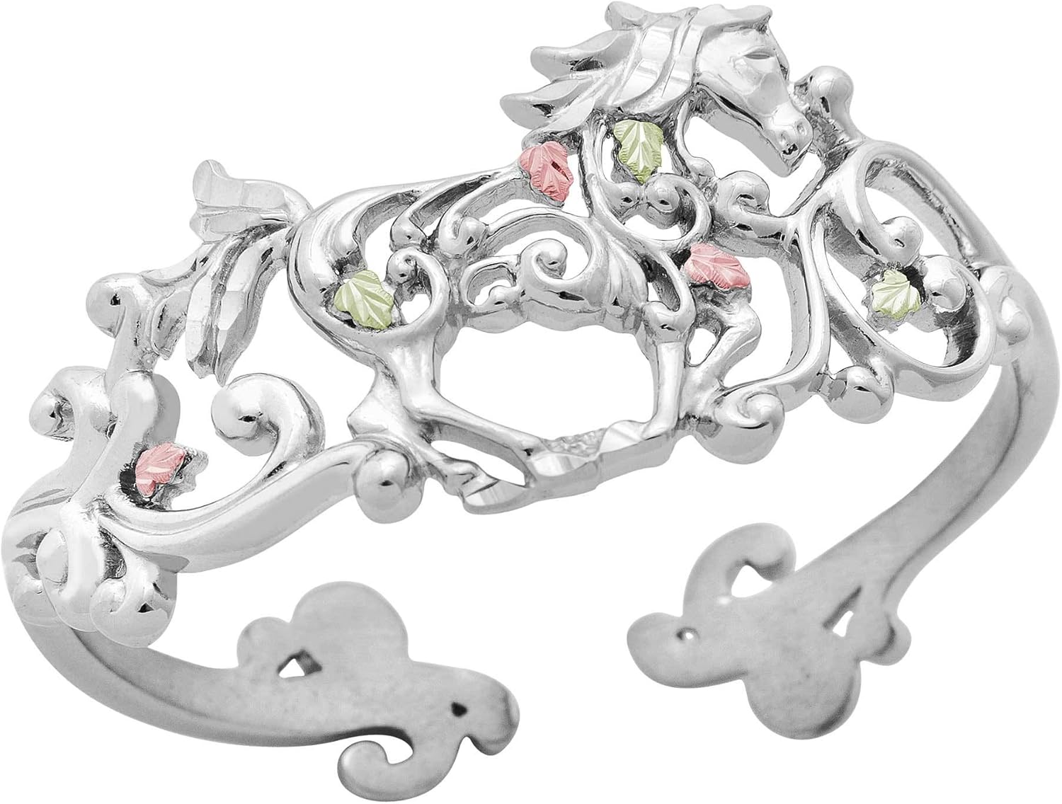 Galloping Horse Black Hills Gold Cuff Bracelet in Sterling Silver