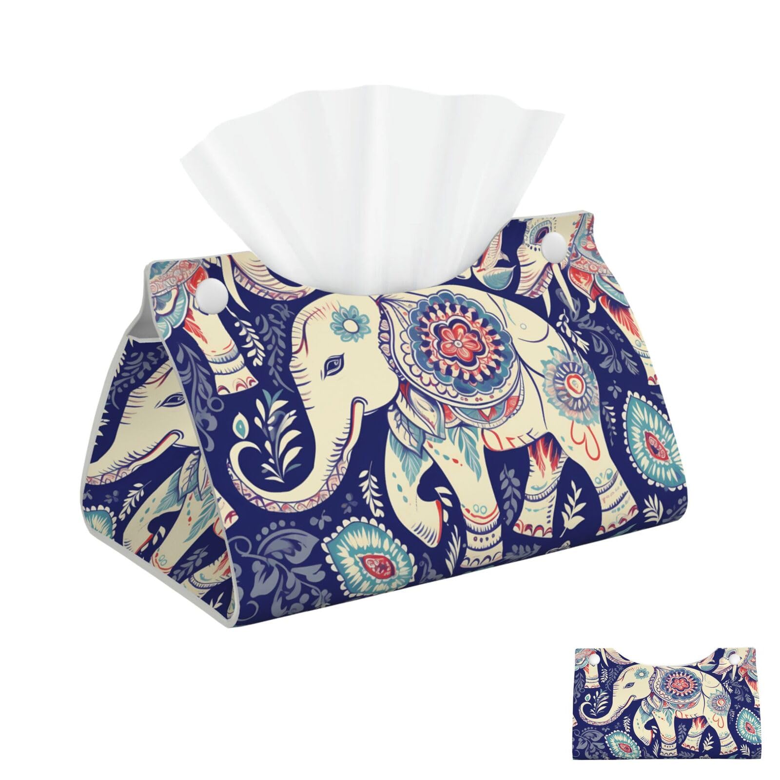 Boho Elephant Tissue Box Cover Square Cube Boxes