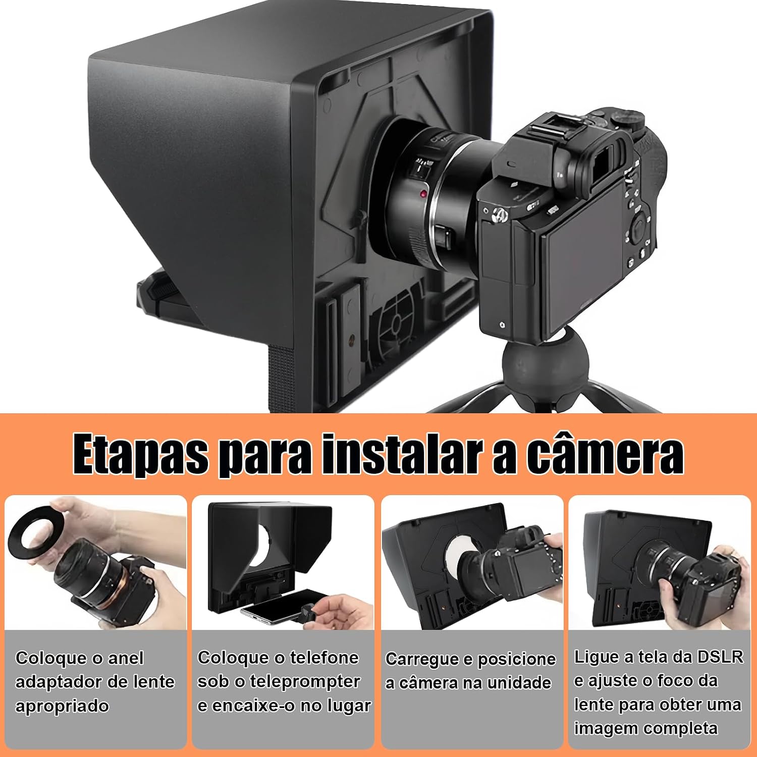 Teleprompter, Teleprompter para Celular, Compatível Com Teleprompters de Até 11 Polegadas, Controle Remoto Via Controle Remoto E Aplicativo