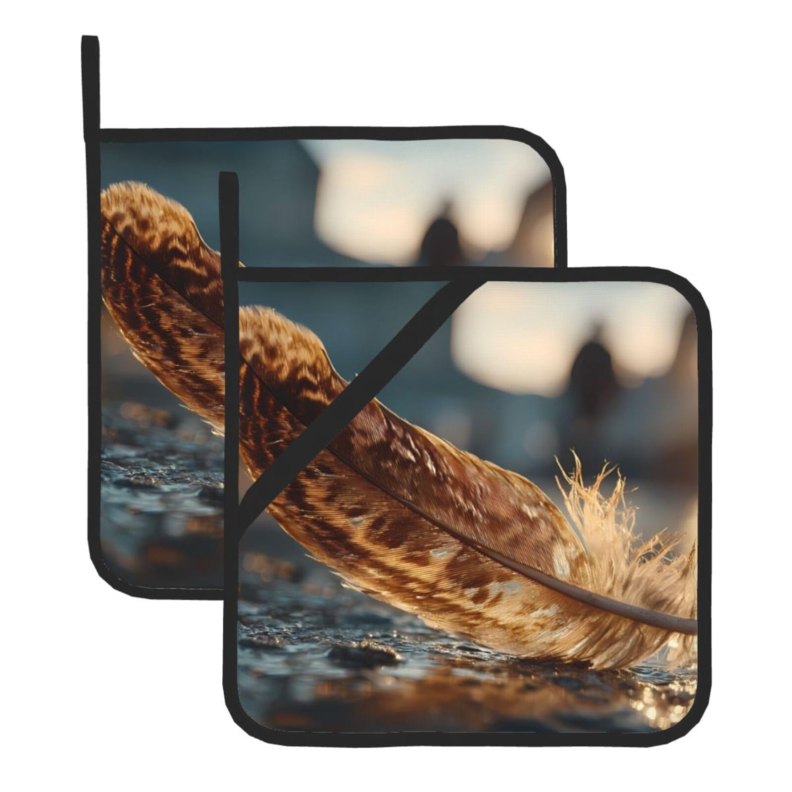 Golden Feathers Square Heat Resistant Trivet Set Thick and Durable for Baking Barbecue Cookware Oven