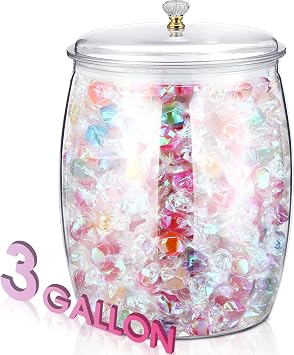 Nuogo Large Candy Jar with Lid Plastic Kitchen Storage,3 Gallon/384 Oz