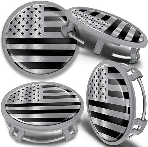 SkinoEu 4 tapas centrales de aleación para rueda de 2.953 in, compatibles con B66470207 B66470200 tapacubos para automóvil, color negro, plateado,