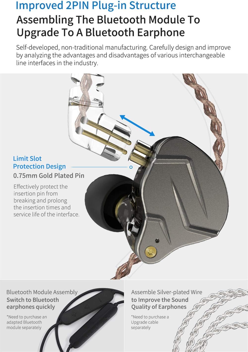 KZ ZSN Pro Metal Headphones Technology Hebride 1BA + 1DD
