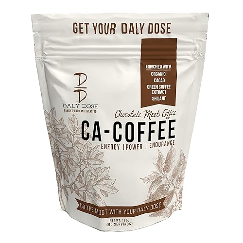 Ca-Coffee, 90 porciones por bolsa, Shilajit, Cacao, Extracto de café verde, Orgánico, Crudo, Energía, Enfoque, Resistencia, Energía durante todo el