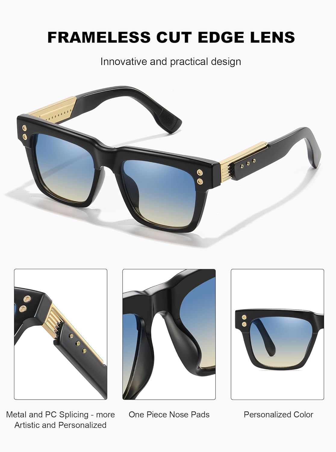 Vintage Square Classic Men's Sunglasses Unisex Modern Shades (98312) - Image 3