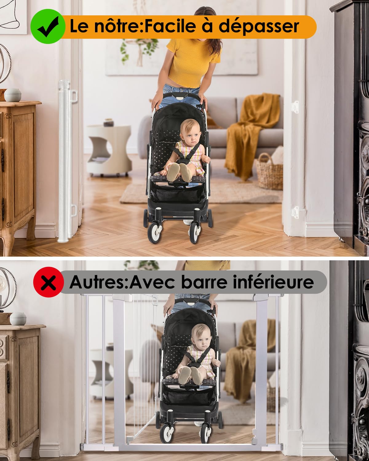 derimkcoa Barrière de Sécurité Enfant 0-140cm, Extensible et Rétractable, pour Bébé/Chien, Escaliers, Couloirs, Intérieur et Extérieur (Blanc)