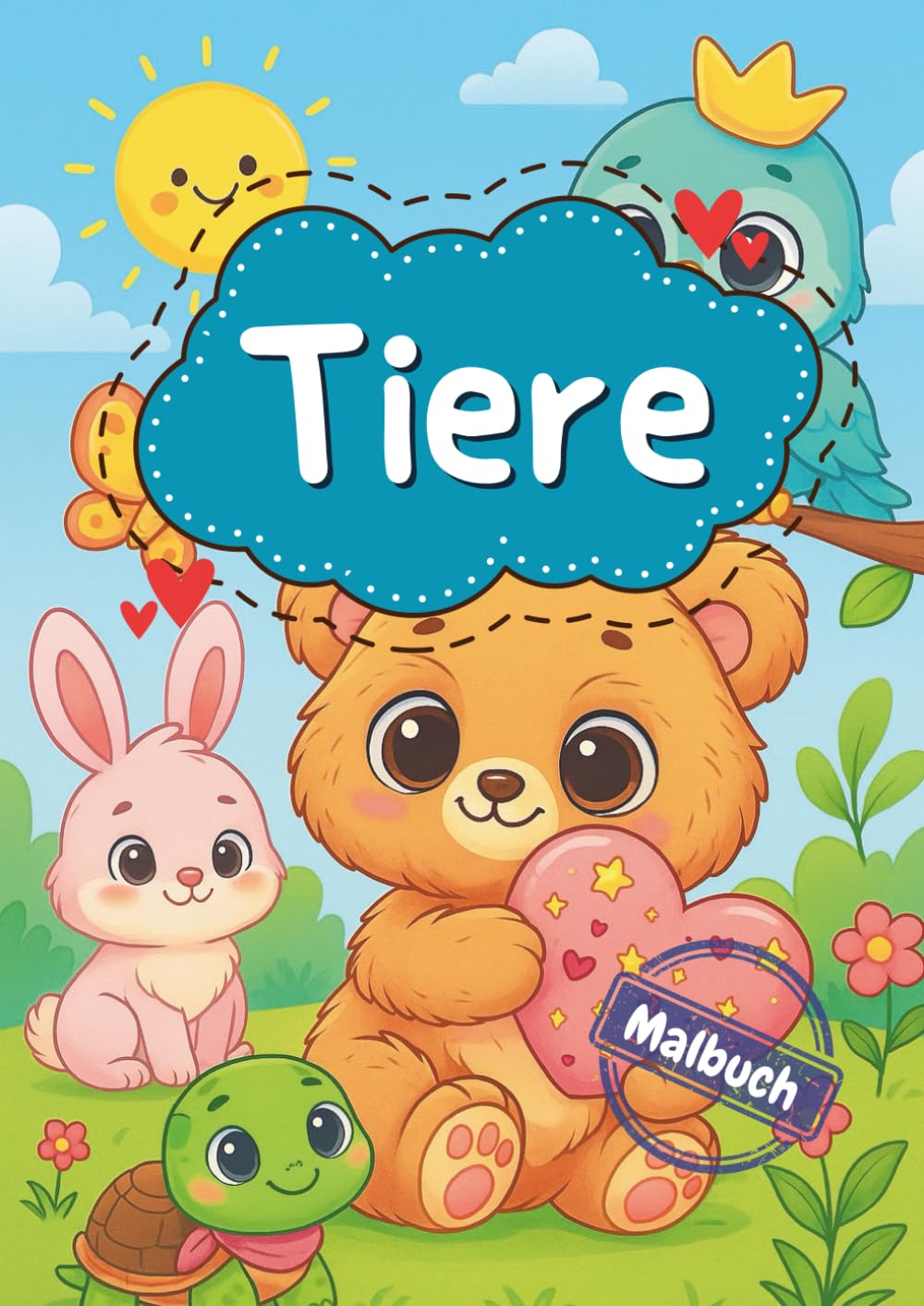 Tiere: Malbuch für Kinder, A4-Format, einseitig bedruckt
