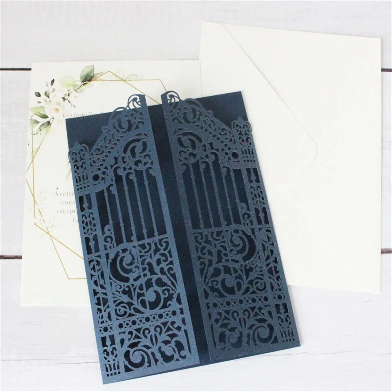 Hochzeitseinladung Metallic Gold Gate Laset Cut Hochzeitseinladungskarten, 50 Sets, personalisierter Druck, Hochzeits-Promi-Partyeinladungen Universal(Bronzed,Custom printing set)