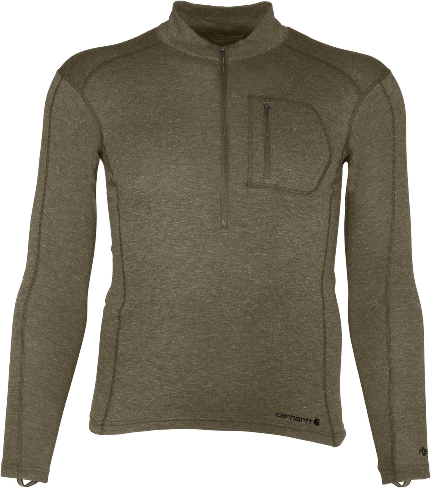 Mens Force Midweight Synthetic-Wool Blend Base Layer Quarter-Zip Pocket Top