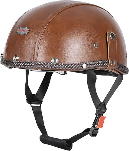 Miniatura 4 de Medio casco de motocicleta para hombres y mujeres adultos, casco de motocicleta de cara abierta con visera retráctil para el sol, certificado DOT