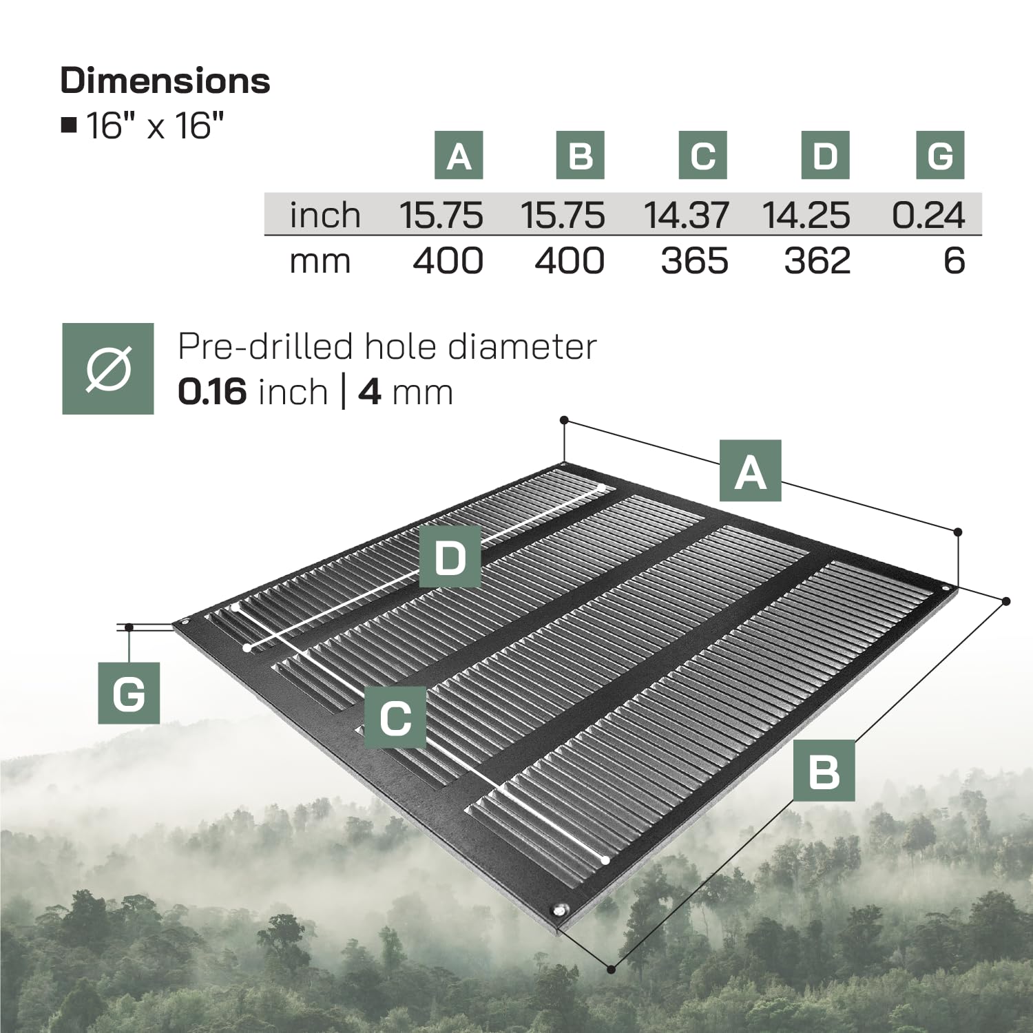 Vent Systems 400 x 400 mm / 16" x 16" Inch Vent Cover, Galvanised Metal Vent Cover - Image 2