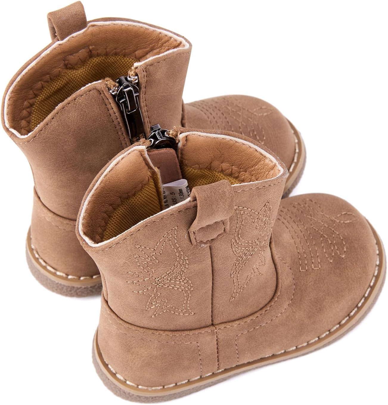 BMCiTYBM Baby Cowboy Cowgirl Boots Infant Western Boots Toddler Boys Girls Round Toe Riding Mid Calf Boots All Seasons for 6 9 12 18 24 Months - Image 5