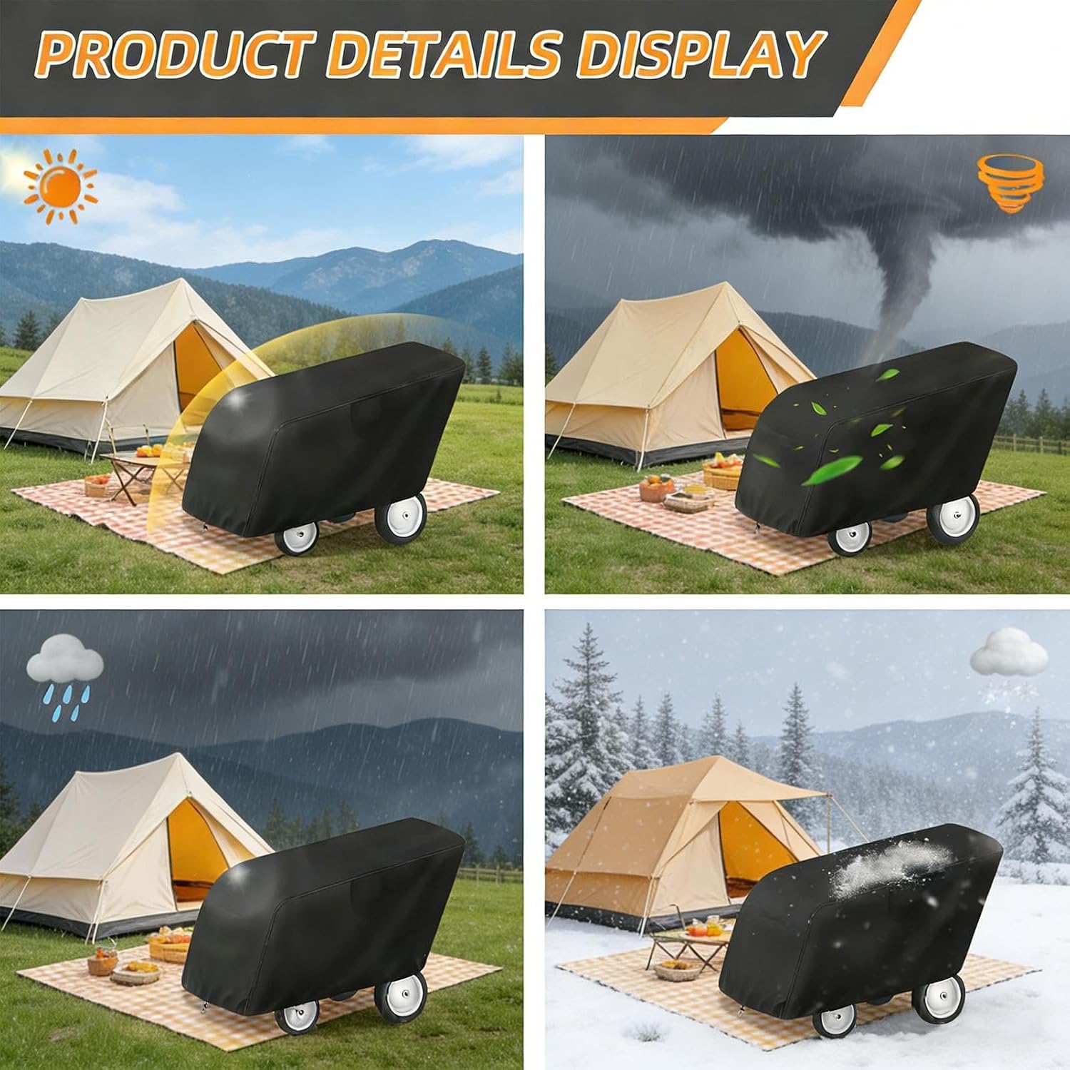Stroller Wind Cover - Waterproof Protective Shield with Zipper Drawstring | Oxford Cloth Layered Design with Adjustable Locking System for Snow, UV, Dust and Mud Protection During Outdoor Movement and