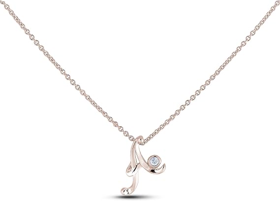 10K Rose Gold Necklace Letter A Pendant 