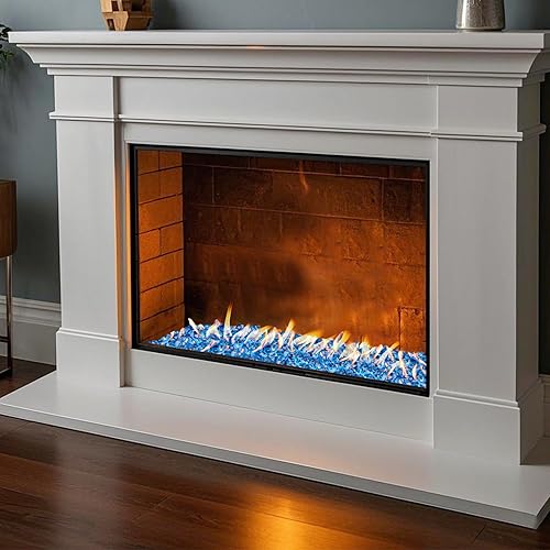 Miniatura 6 de Skyflame Vidrio de fuego poligonal de 10 libras para jardinería de chimeneas de hoguera, 12 pulgada, azul pacífico