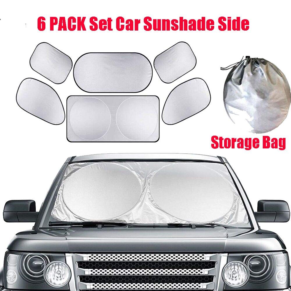 Kit De 6 Pare-soleil Voiture - Pare-brise, Vitres Latérales Et Lunette Arrière - Réfléchissant Argenté, Anti-UV