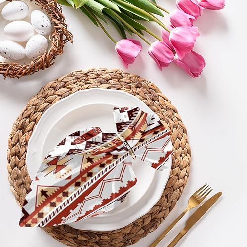 Cloth Napkins Set of 6 Aztec Geometric 20x20 Inch Cloth Napkins Ethnic Pattern Washable Reusable Kitchen Dinner Napkins Table Decor for Wedding,
