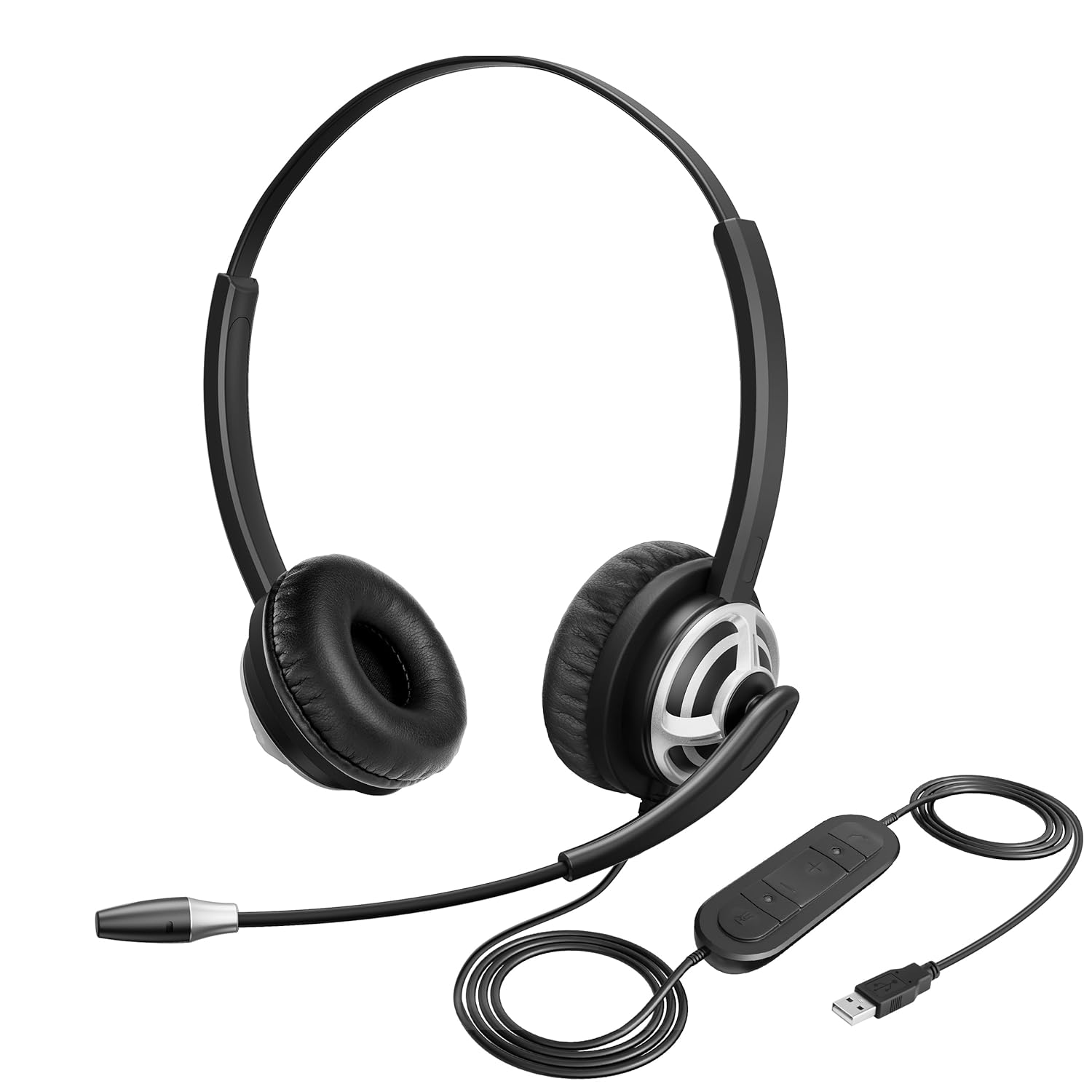 USB Telephone Headset with Microphone Computer PC Headset Dual Ear for