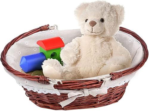 Miniatura 6 de 2 cestas de mimbre para pícnic, cesta tejida de sauce marrón, cesta de frutas de Pascua, decoración de fiesta de boda, cesta de servir con asas