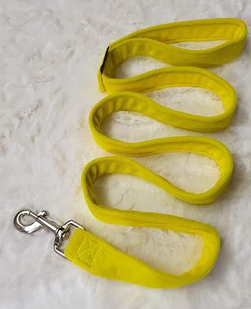 Kitty & The Woof Gang Yellow Velvet Soft Leash for a Secured Hold of Your pet | Size L