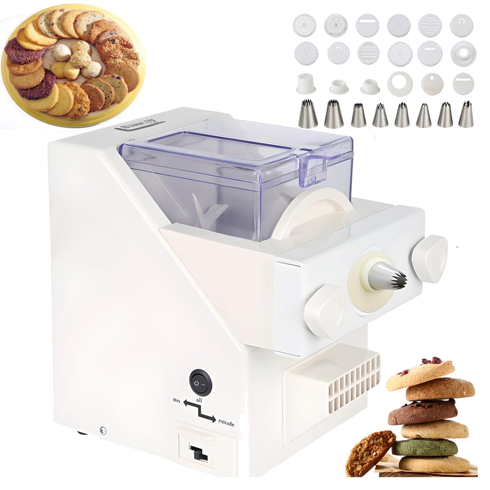 Macchina per biscotti con ugelli intercambiabili per pasticceria e artigianato, facile da usare, ideale per biscotti e dessert fatti in casa, perfetta per progetti fai da te