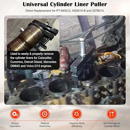 Miniatura 3 de Conjunto universal de extractor de revestimiento de cilindro  Extractor de revestimiento de cilindro de motor diésel resistente utilizado para Mack