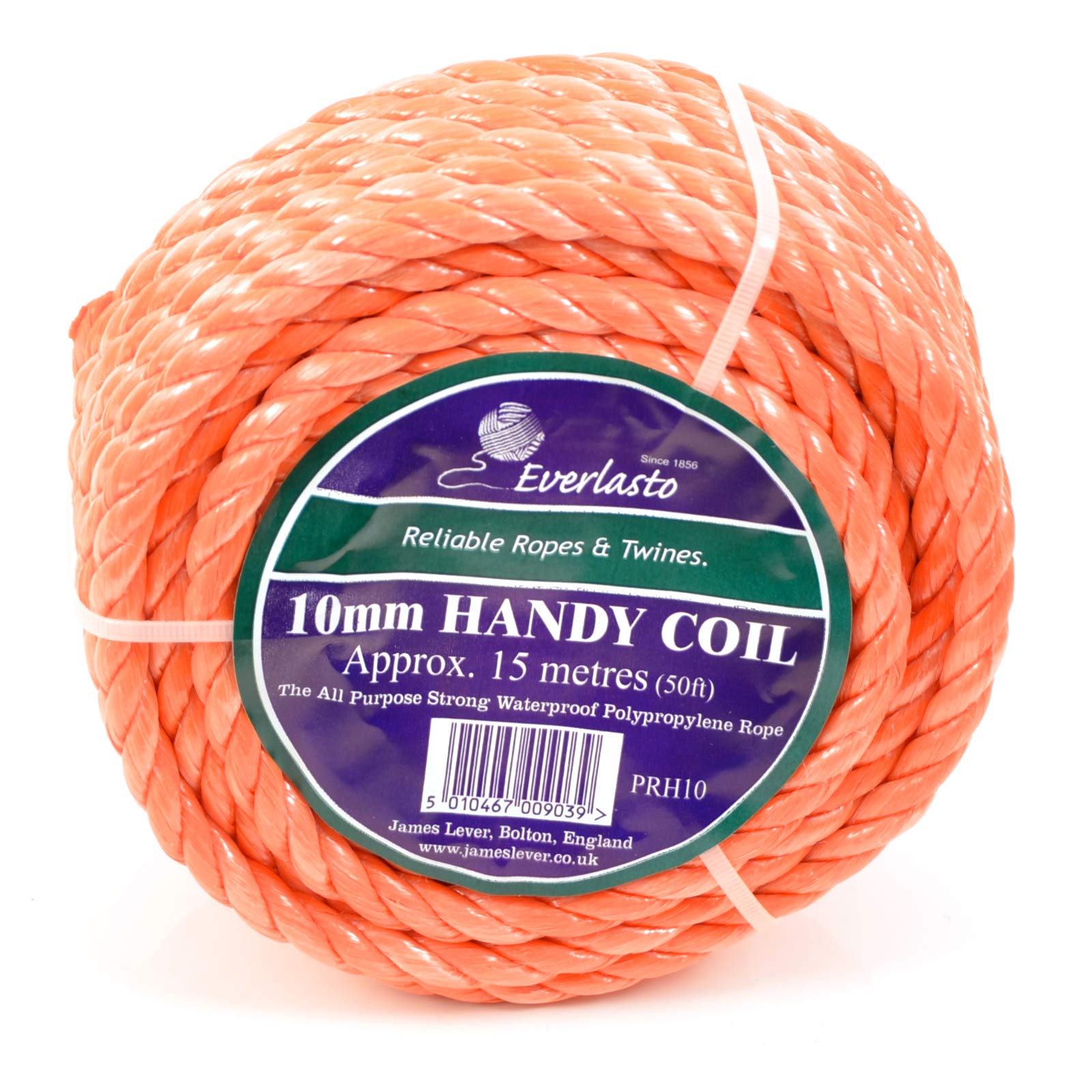Everlasto Trade Handy Coils - Orange Polypropylene Poly Rope 6mm 8mm 10mm (10MM X 15M)