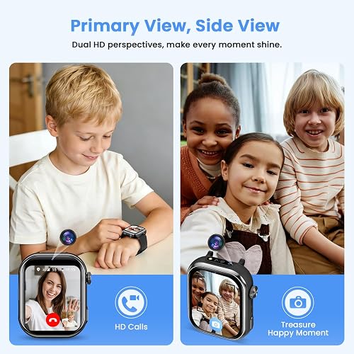 BANLVS Children's Smartwatch with SIM Card, Children's Smart Watch with IP68 Waterproof, School Mode, 1.83 Inch Screen, Pedometer, Children's Watch, Girls, Boys, Black - 3