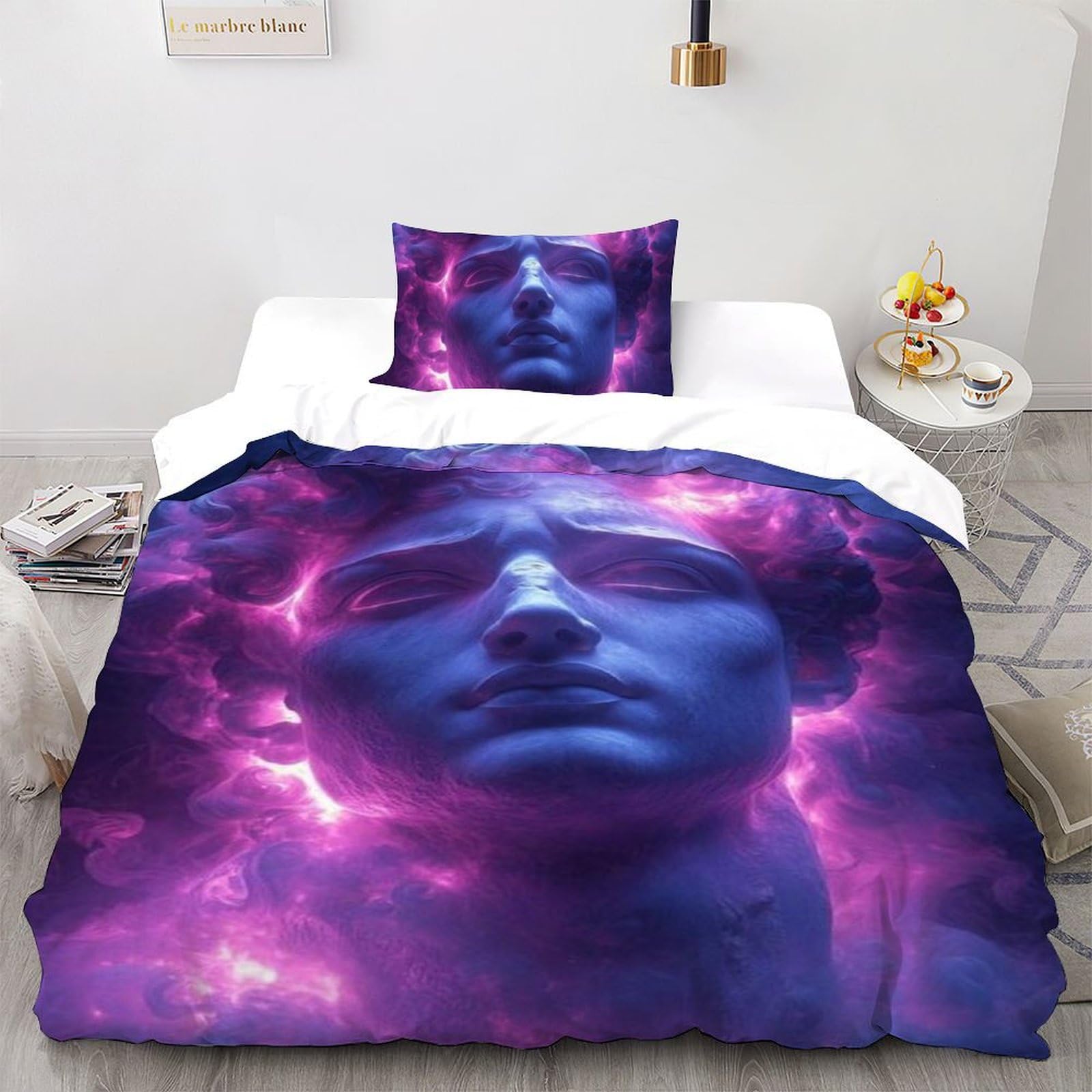 Housse de couette single 135x200 microfibre imprimé 3D avec taies