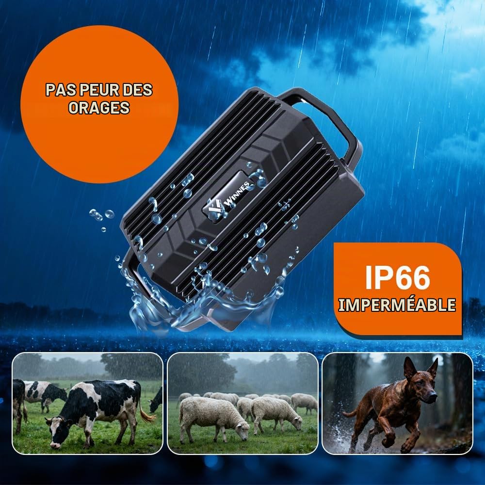 TKMARS Traceur GPS 4G pour Grands Animaux (Chiens de Chasse, Chevaux, Bétail) | Collier GPS Étanche IP66 | Suivi en Temps Réel et Historique | Autonomie 30 Jours | Alerte Geo-Clôture TK935