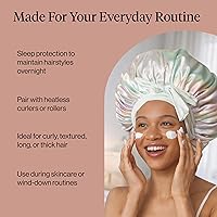 Vista 6 de Kitsch Gorro de satén XL para dormir, más suave que el gorro de seda para mujeres que duermen, ajuste seguro, ajustable, gorra de noche para cabello