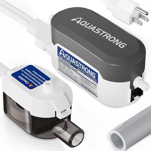 Aquastrong Mini Split HAVC Condensate Pump, 9.6 GPH, 115V/230V, Automatic Safety Switch, AC Condensate Removal for Air Conditioner, Furnace, Dehumidifier, 3.3' Power Cord
