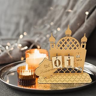 Ramadan Calendar Wooden Ramadan Countdown Calendar Eid Mubarak Decoration Ramadan Calendar Children Ramadan Decoration Calendar DIY Table Top Ramadan Advent Calendar Home Decoration Ramadan Gifts (A)