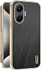 ILING Case for Xiaomi POCO F7 5G, Unique Brushed Metal Design, Leather Skin Phone Case, Ultra-thin Soft Silicone TPU Bumper Shockproof Cover (Black)