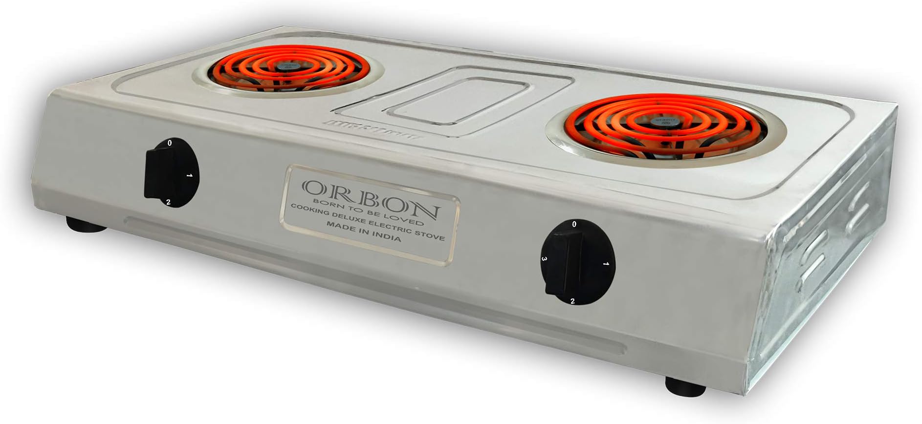 ORBON Double Big Steel 1250 W + 1250 W with Rotary Switch G-Coil Electric Cooking Stove, Induction Cooktop, Electric Heater (Works with All Utensils) (Made in India) (Free Shipping)