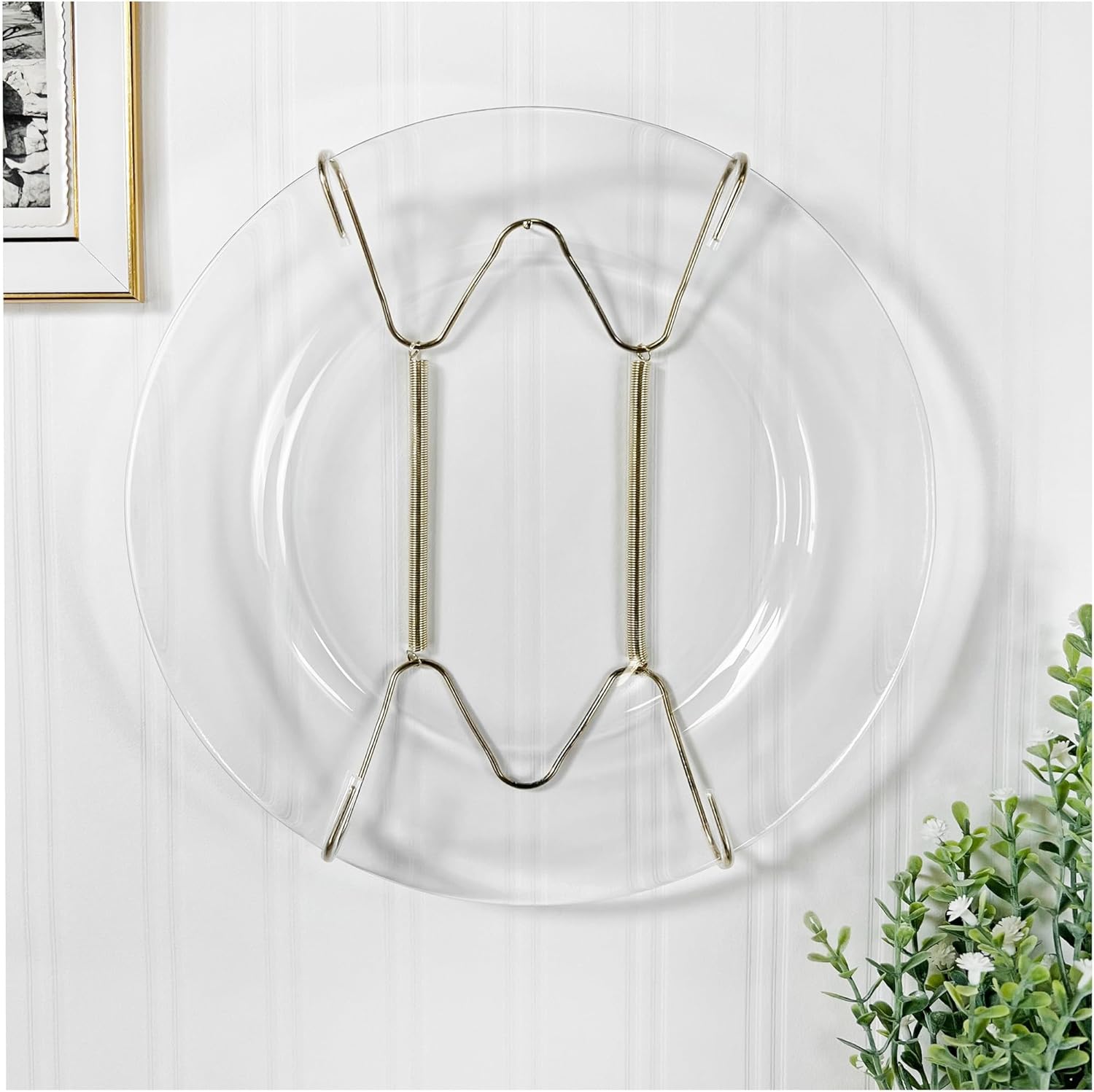 Plymor Gold Finish Wall Mountable Tray and Platter Hanger, 8.25" H x 4.75" W x 0.875" D (for Trays or Platters 10" - 16"), Pack of 3