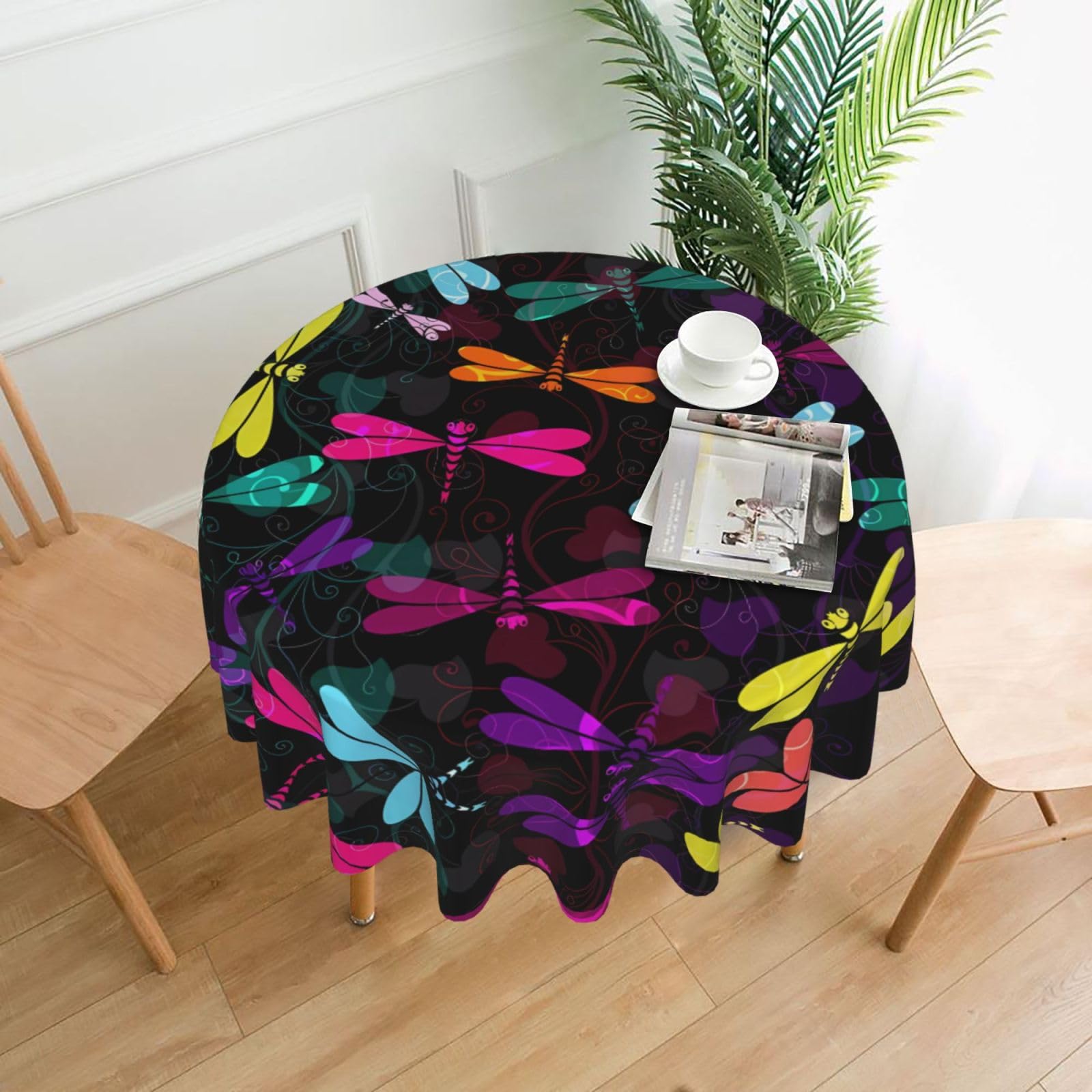hhxvcv Cute Dragonfly Round Tablecloth – Dining Table Cover