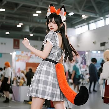 Amazon.co.jp: [ANZOBEN] きつね耳 カチューシャ しっぽ