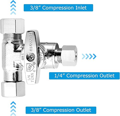 Miniatura 2 de Adaptador de válvula de parada en T Válvula de parada angular Válvula Add-A-Tee 38 "X38" X14" para refrigerador, máquina de hielo, cafetera, filtros