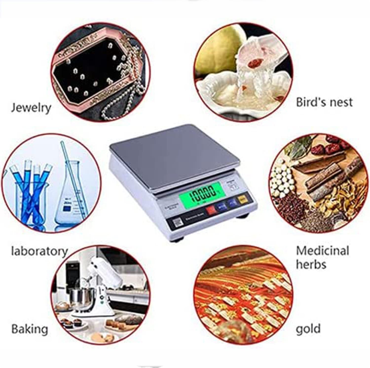 Precisión Báscula Digital 0.1g con Función Conteo Pelado Electrónico Laboratorio Bascula LCD Mostrar Portátil Báscula Cocina Joyería Fruta Pesaje Industrial Escala,10kg/0.1g