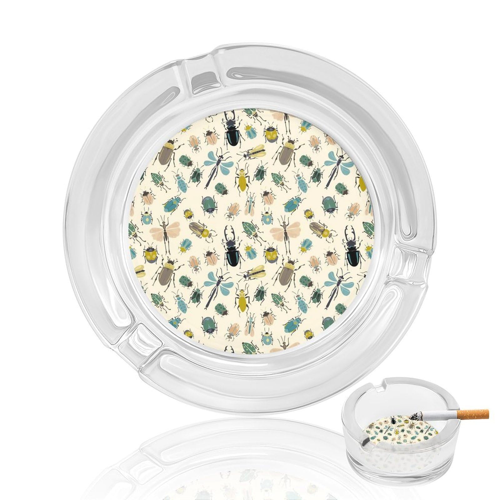 Nclqvjxzkhw Style Insect Glass Ashtray Round Ash Tray Smoking Trays For Home Garden Outdoor