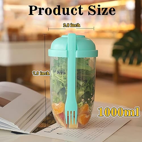 Miniatura 3 de Fresh Salad to Go - Juego de recipientes para ensalada con tenedor y soporte para aderezo de ensalada, recipiente de ensalada saludable, desayuno de
