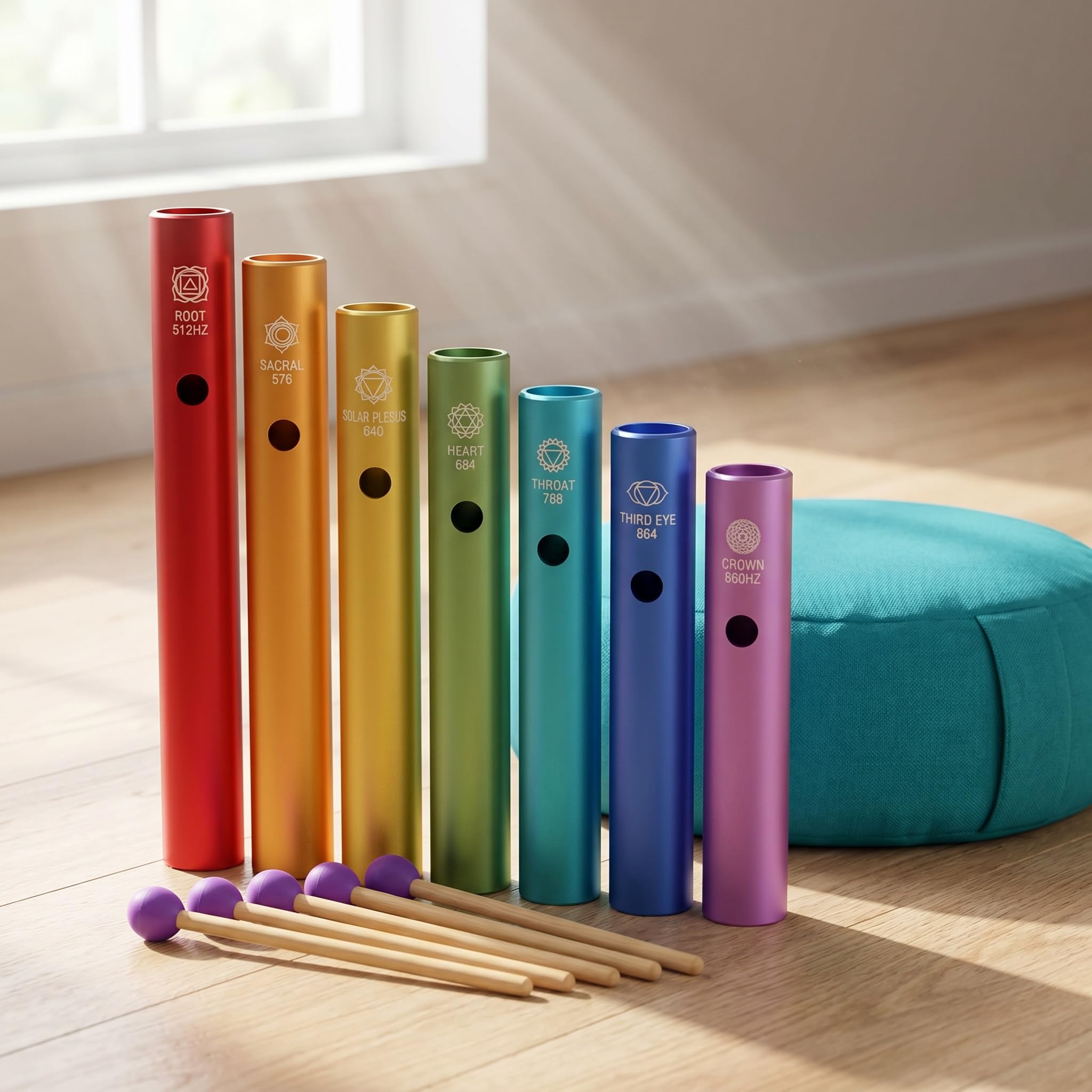 Wah-wah-röhrenset, 7 Wah-metallröhren, Regenbogenfrosch-soundröhre, 512 Hz/576 Hz/640 Hz/684 Hz/768 Hz/864 Hz/960 Hz, Instrument Für Heilung, Meditation, Zur Musikbegleitung