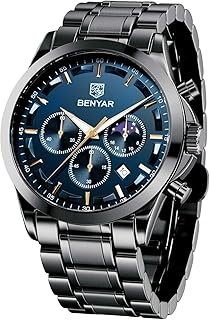 BENYAR BY BENYAR Mens Watches Analog Quartz Chronograph Waterproof Wrist Watches for Men Fashion Business Work Casual Sport Designer Dress Watch with Calendar Elegant Gifts for Men
