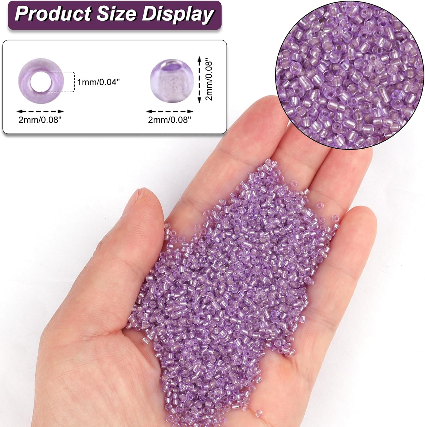 10100Pcs 2mm Glass Seed Beads Bulk, 12/0 Light Purple Seed Beads Mini Small Pony Bead for Bracelet Waist Earring Necklace Jewelry Making - Image 2