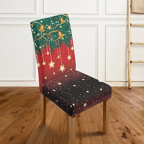 Miniatura 5 de Rnyleeg Juego de 1 funda protectora para silla de comedor con estampado de campanas de pino sin brazos para sala de estar, diseño de campana, suave
