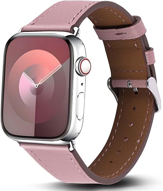 Genuine Leather Band Compatible with Apple Watch Bands for Women Men 49mm 46mm 45mm 44mm 42mm 41mm 40mm 38mm, Soft Leather Replacement Strap for iWatch Ultra/SE/Series 11 10 9 8 7 6 5 4 3 2 1