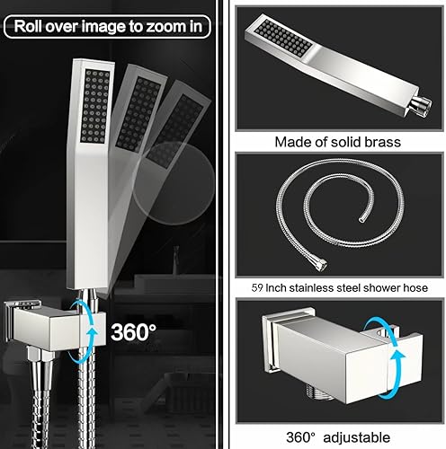 Miniatura 6 de Sistema de ducha montado en la pared de 10 pulgadas para baño, juego combinado de ducha de lluvia con rociador de mano, cabezal de ducha de lujo con